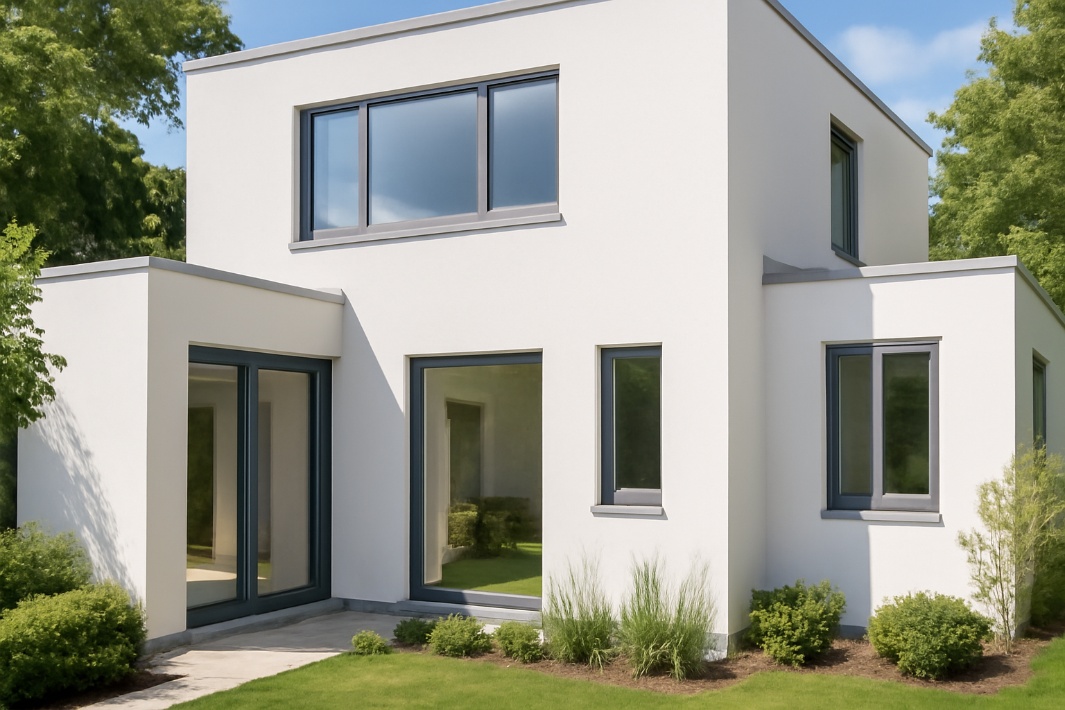 this image consist of a house with aluminium combination windows